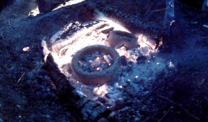 firing pots in coals
