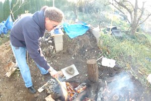 mike with foundry melting cans